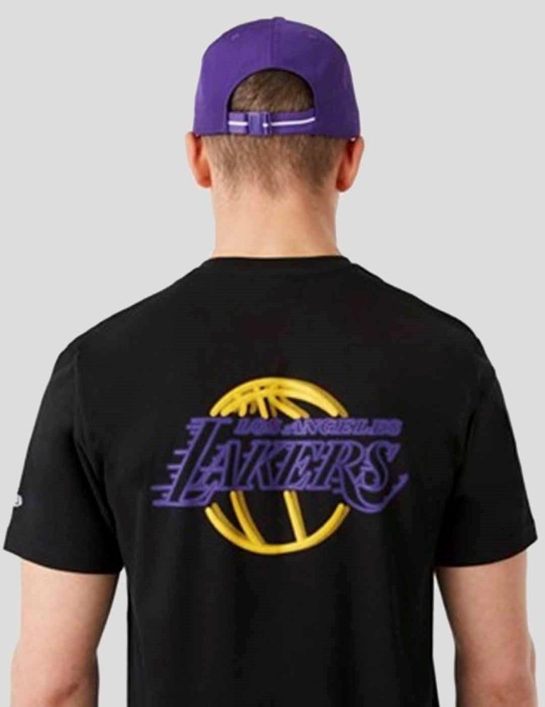 T-shirt NEW ERA nba lakers neon tee black